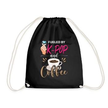 Angetrieben von K-Pop und Kaffee - Turnbeutel - Schwarz - Vorne