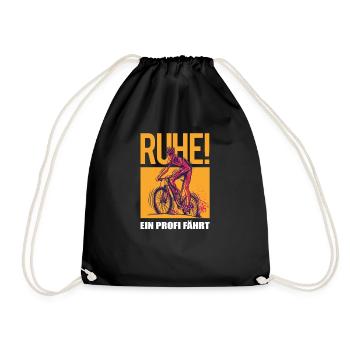 Fahrrad Zubehör Radfahrer Motiv - Turnbeutel - Schwarz - Vorne