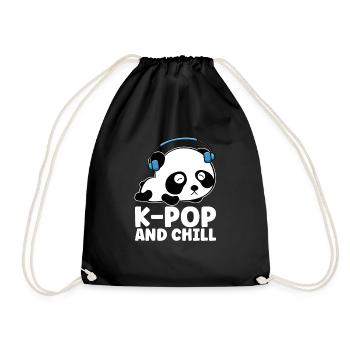 K-Pop Panda - Drawstring Bag - black - Front