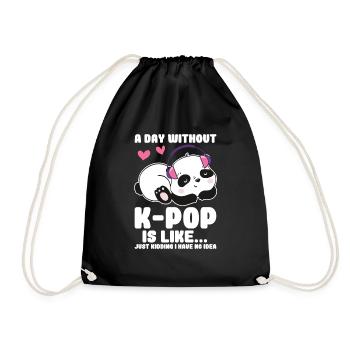 K-Pop Panda - Drawstring Bag - black - Front