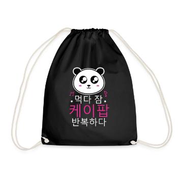 K-Pop Panda - Drawstring Bag - black - Front