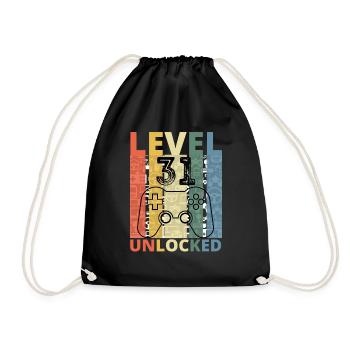 Level 31 Unlocked Funny Gamer Birthday - Drawstring Bag - black - Front