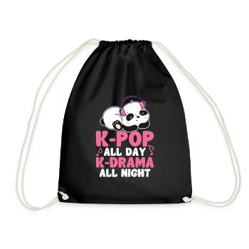 K-Pop Panda - Drawstring Bag - black - Front