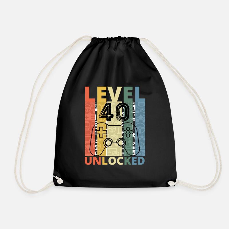 Level 40 Freigeschaltet Lustiger Gamer Geburtstag Vierzig - Turnbeutel - Schwarz
