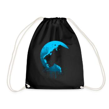 Lionne bleue sous la lune - Sac de sport léger - noir - Devant