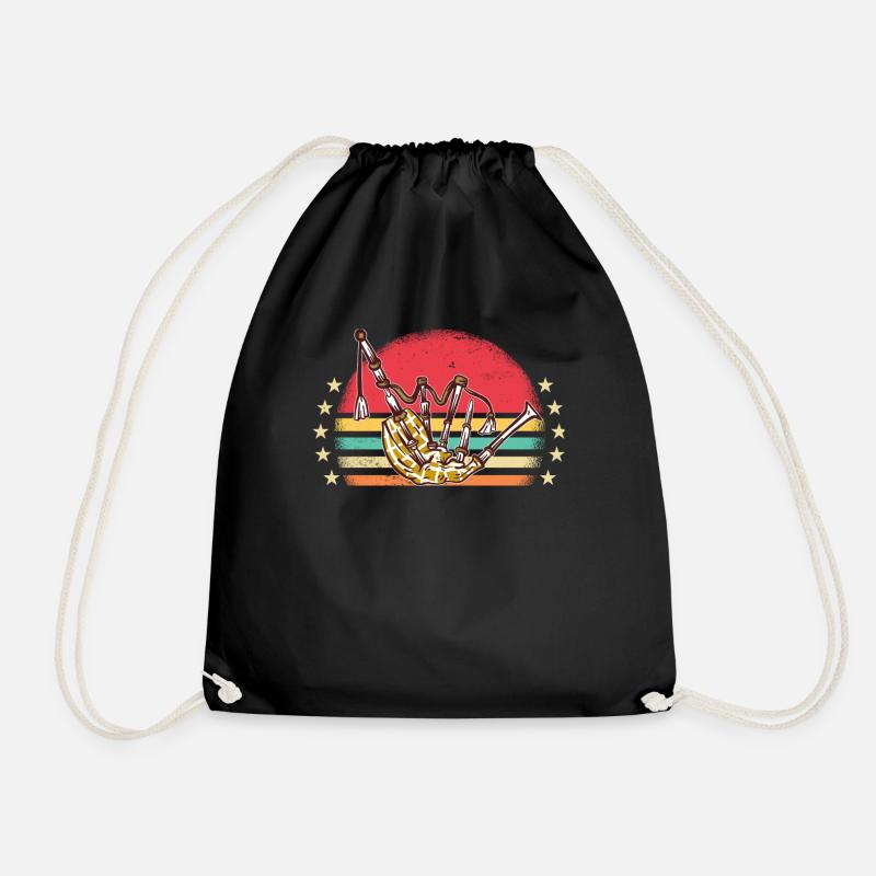 Bagpipes Kilt Scottish Beat Bagpipers - Drawstring Bag - black