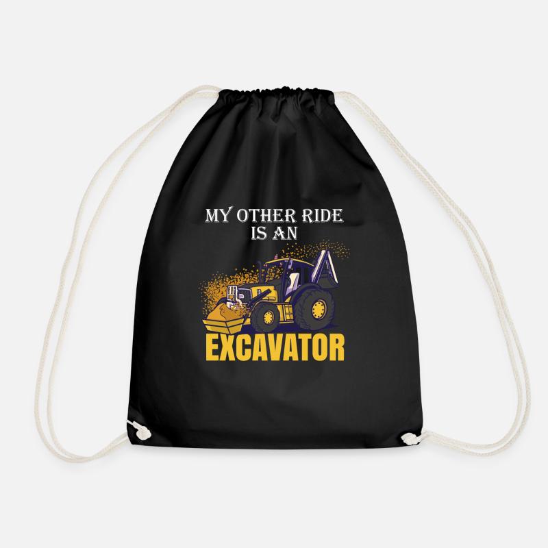 Excavator driver Excavator driver Gifts Men Construction - Drawstring Bag - black