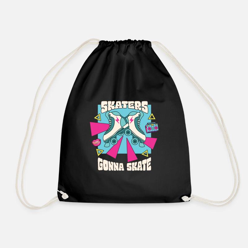 Skaters Gonna Skate Roller Skates Roller Skating - Drawstring Bag - black