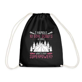 Girl Scout Leader 10 Girl Scouts at once Scouting - Drawstring Bag - black - Front
