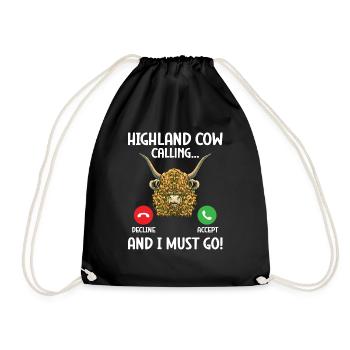 Highland cow - Drawstring Bag - black - Front