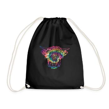 Highland cow - Drawstring Bag - black - Front