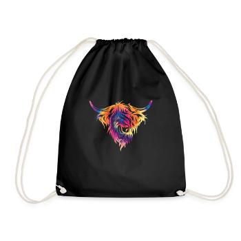 Highland cow - Drawstring Bag - black - Front