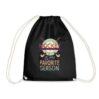 Hockey ist meine Lieblingssaison - Funny Ice Hockey Pl - Turnbeutel - Schwarz - Vorne