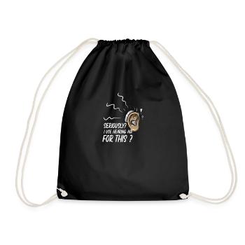 Deaf Hearing Impaired Hearing aid Sign Language - Drawstring Bag - black - Front