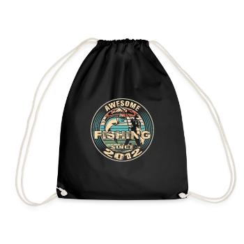 Awesome since 2012. Angel, Angler's Birthday - Drawstring Bag - black - Front
