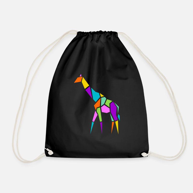 Geometric giraffe - Drawstring Bag - black