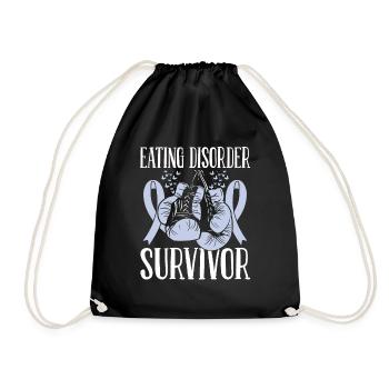 Eating Disorder Month Survivor Ribbon Boxing Glove - Drawstring Bag - black - Front