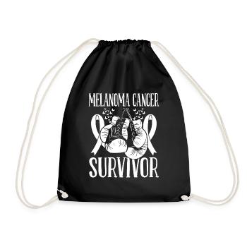 Melanoma Cancer Month Survivor Ribbon Boxing Glove - Drawstring Bag - black - Front