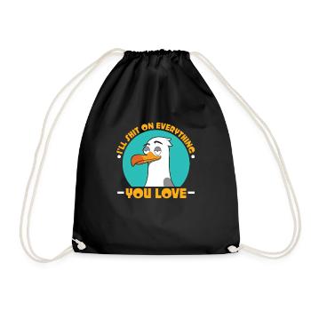 Seagull - Drawstring Bag - black - Front
