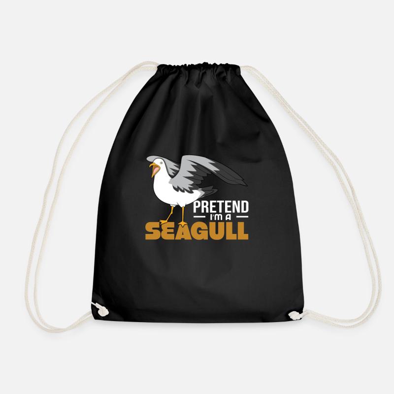 Seagull - Drawstring Bag - black