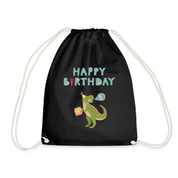 Happy Birthday Dino - Turnbeutel - Schwarz - Vorne