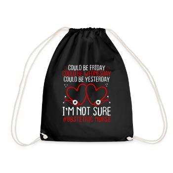 Obstetric Nurse Night Shift Worker Stethoscope - Drawstring Bag - black - Front