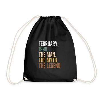 February 1990 The Man The Myth The Legend - Drawstring Bag - black - Front