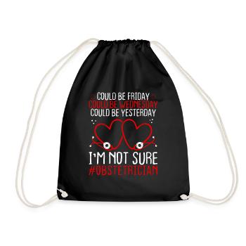 Obstetrician Night Shift Worker Stethoscope - Drawstring Bag - black - Front