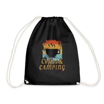 Camping and Coffee - Drawstring Bag - black - Front