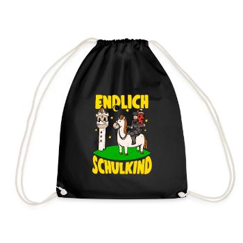 Ritter Schultüte Schulkind Junge Einschulung Idee - Turnbeutel - Schwarz - Vorne
