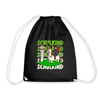 Einschulung Junge Rakete Schultüte Schulanfänger - Turnbeutel - Schwarz - Vorne