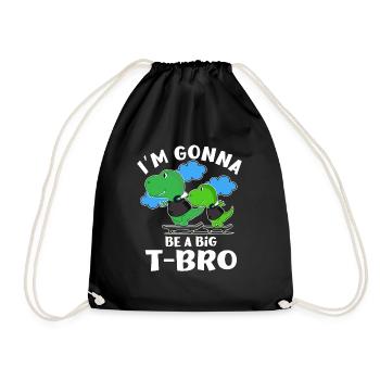 Gonna Be A Big Brother Dino Birth AnnouncementBaby - Turnbeutel - Schwarz - Vorne