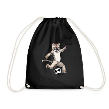 Football Player Cat Lovers Pet Kitten - Drawstring Bag - black - Front
