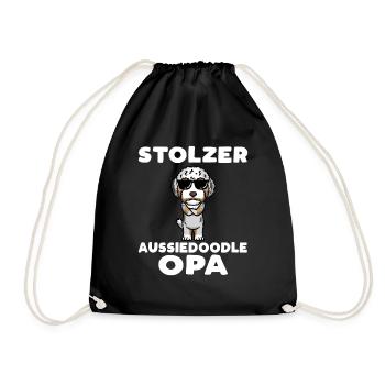 Aussiedoodle Opa Hund - Turnbeutel - Schwarz - Vorne