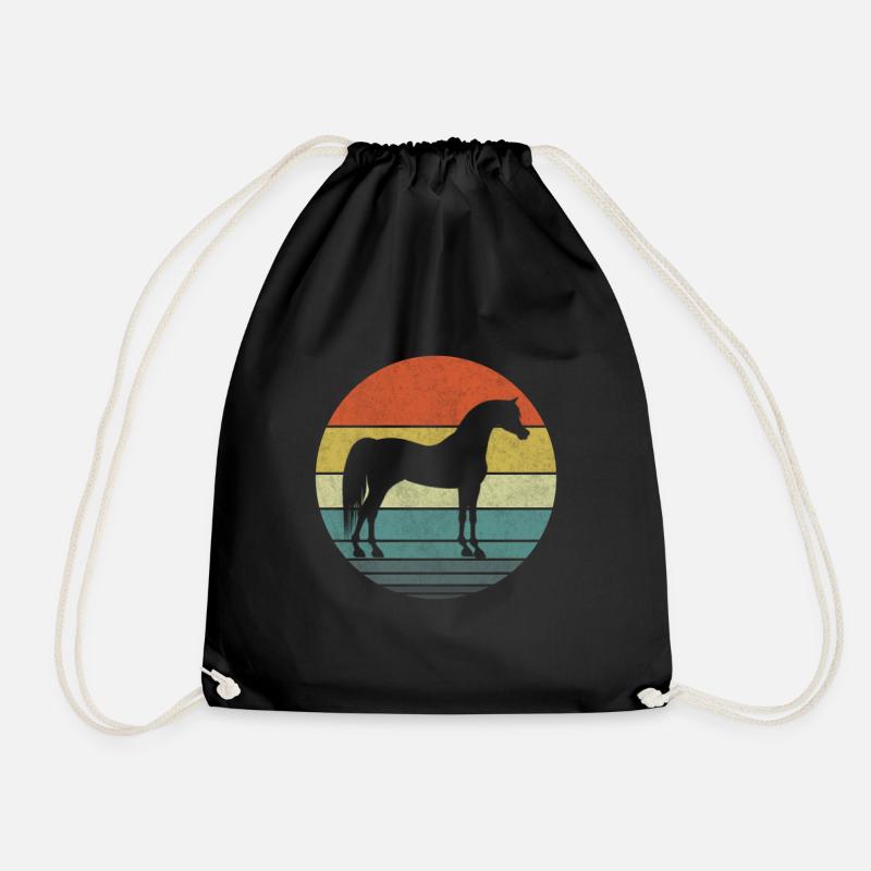 Beautiful Arabian horse retro sunset - Drawstring Bag - black