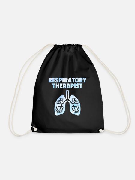 Cute Respiratory Therapy Lung Pulmonologist RT - Drawstring Bag - black