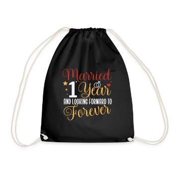 Verheiratet 1 Jahr 1. Hochzeitstag Paare Matte - Turnbeutel - Schwarz - Vorne