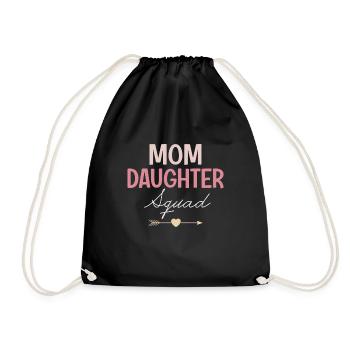 Mom Daughter Squad Mothers Day Present For Mother - Drawstring Bag - black - Front