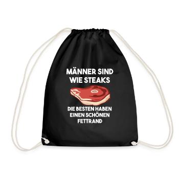 Männer sind wie Steaks - Grillen BBQ Barbecue - Turnbeutel - Schwarz - Vorne