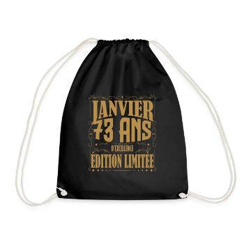 Janvier 73 ans. Cadeau 73 ans janvier anniversaire - Sac de sport léger - noir - Devant