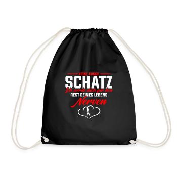 Leben Schatz Hochzeitstag Jahrestag Pärchen Spruch - Turnbeutel - Schwarz - Vorne