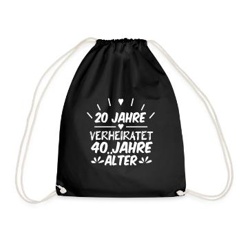 10. Jahrestag Hochzeit Lustiger Spruch - Turnbeutel - Schwarz - Vorne