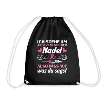 Ich Stehe Am Anderen Ende Der Nadel - Turnbeutel - Schwarz - Vorne