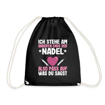 Ich Stehe Am Anderen Ende Der Nadel - Turnbeutel - Schwarz - Vorne