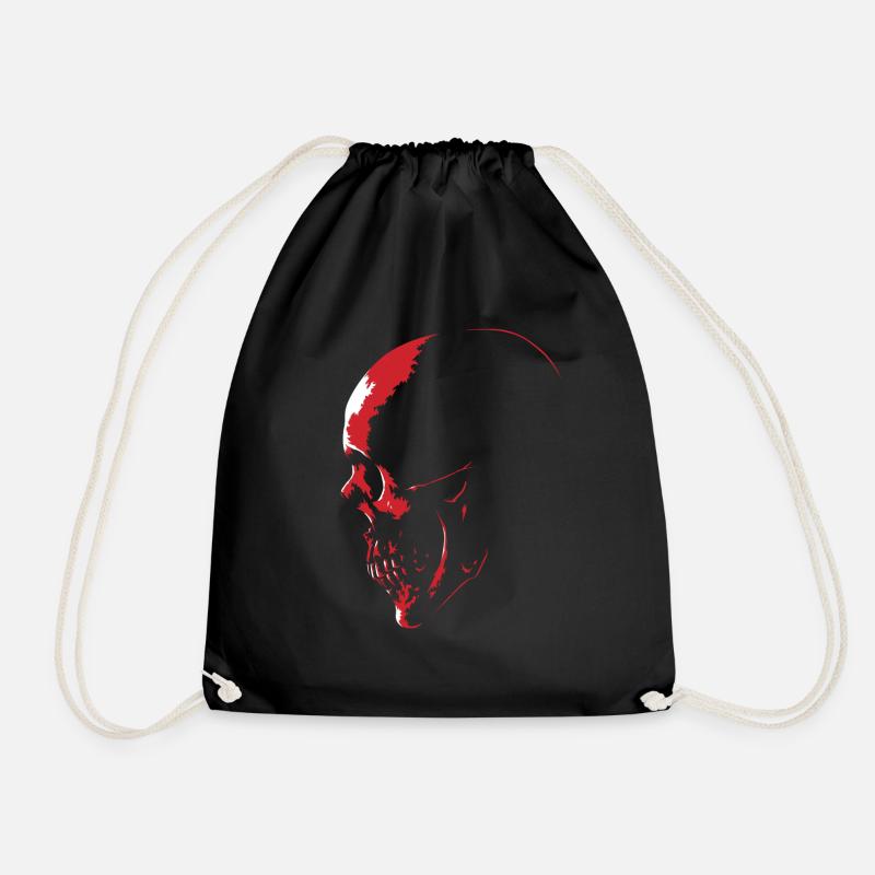 Red skull - Drawstring Bag - black