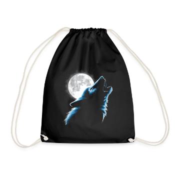 Loup hurlant à la lune - Sac de sport léger - noir - Devant