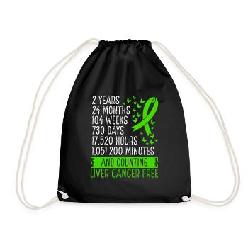 2 Years Liver Cancer Free Ribbon Movement - Drawstring Bag - black - Front