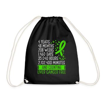 4 Years Liver Cancer Free Ribbon Movement - Drawstring Bag - black - Front