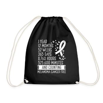 1 Year Melanoma Cancer Free Ribbon Movement - Drawstring Bag - black - Front