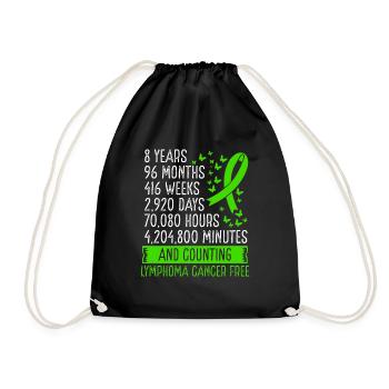 8 Years Lymphoma Cancer Free Ribbon Movement - Drawstring Bag - black - Front
